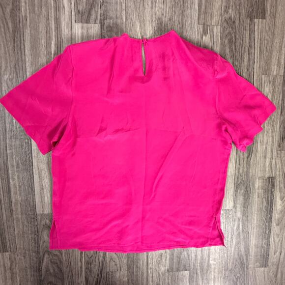 Charter Club by Jane Justin Hot Pink Silk Blouse Size 10 100% Silk Pullover Top - Picture 2 of 4